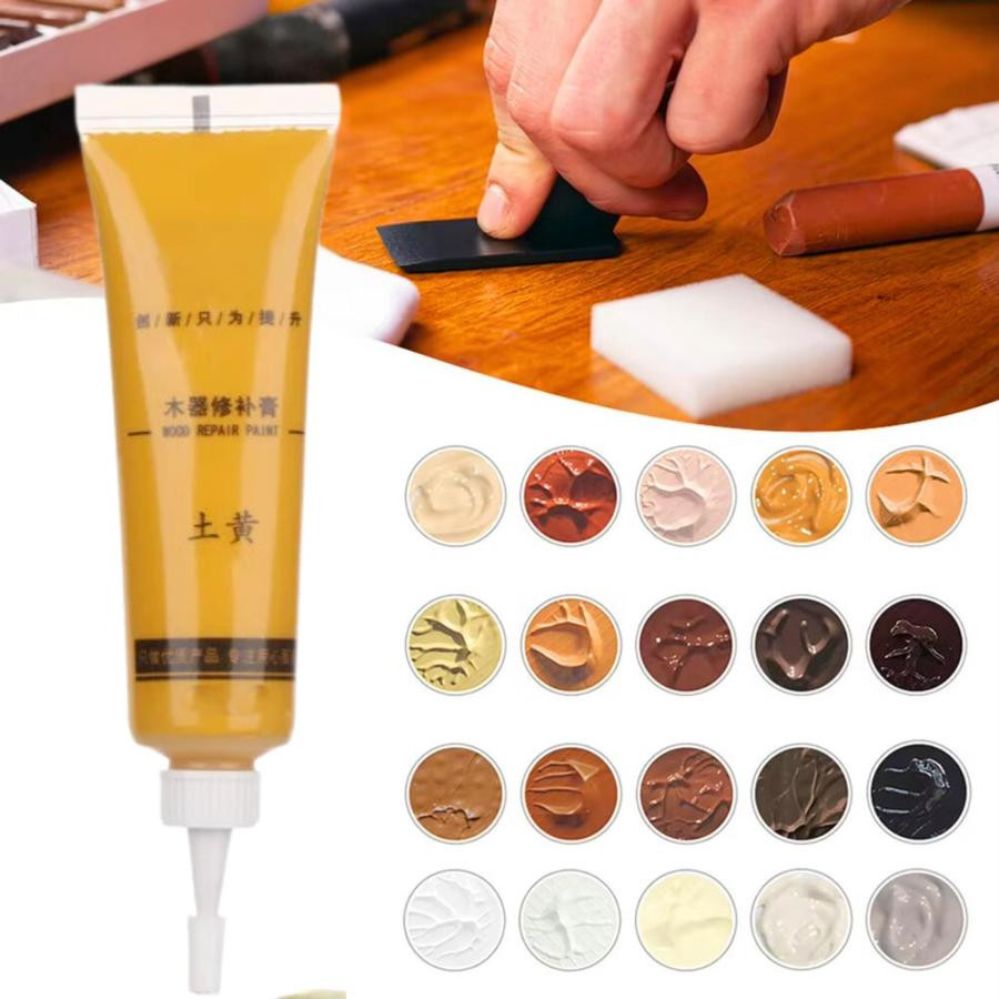 2 PCS Dempul Tusir Krim Resin Plamir Cat Gel Nat Polimer Meja Kursi Wood Furniture Repair Paint 25g