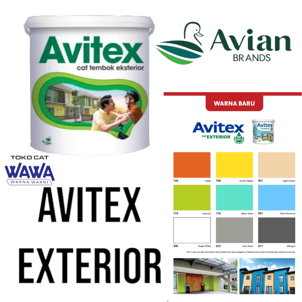 cat tembok avitex exterior avian 5kg ready mix
