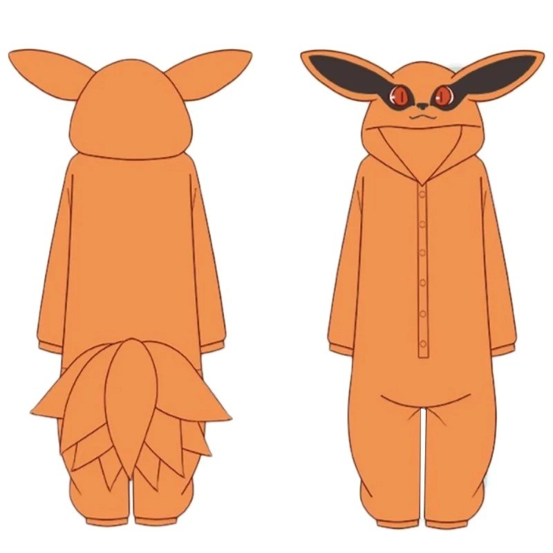 Uzumaki Kurama Kyuubi Fox Cosplay Costume Kigurumi Uni Anime Pajamas Flannel Jumuit Sleepwear