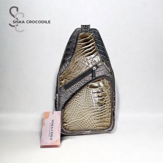 SC SISKA CROCODILE - Tas Selempang Kulit Croco Tas Dada Pria Tas Jalan Jalan Kulit Asli Merauke