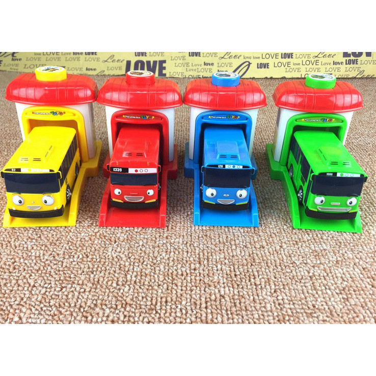 [Funny] 4Pcs/Set Scale El Tayo The Little Bus Children Ature Bus Baby Oyuncak Garage Tayo Bus