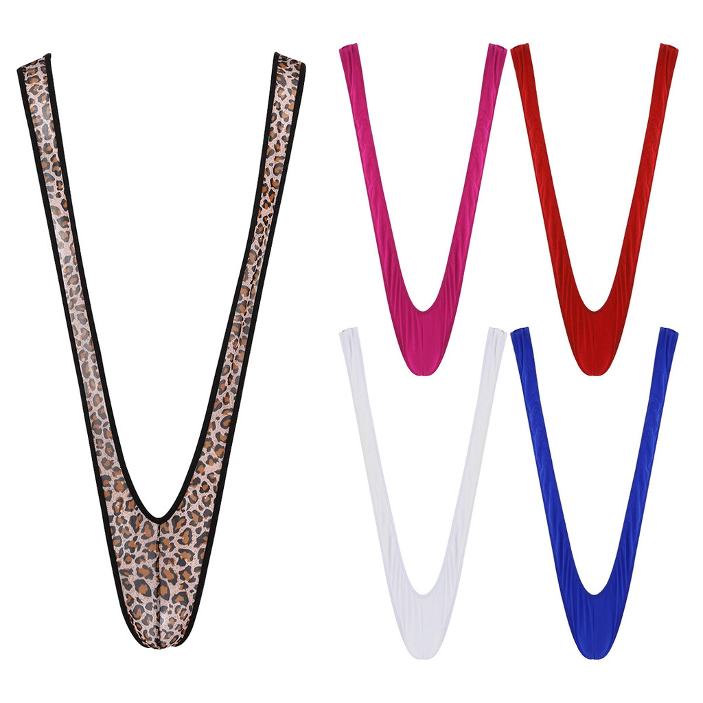 Sexy Men Mankini Thong Stretchy Open Deep V-shaped One-piece Swimsuit Bodysuit Male Lingerie Thong