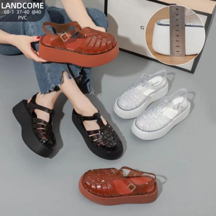 Murah Sandal Sepatu Wedges Jelly Ankle Strap/Sandal Wedges Wanita/Sepatu Jelly wedges/Sandal Jelly