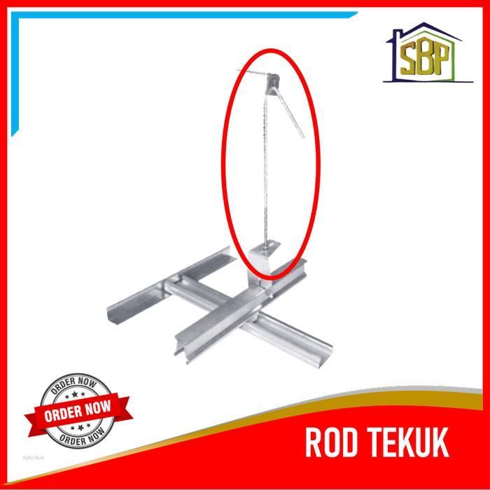 vcju- Suspension Rod Drat + Tekuk M6 X 300 Cm Kawat Gantungan Plafon