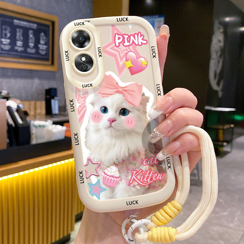 Casing Hp untuk OPPO A17 A17K Case Casing Kucing yang cantik pola Kesing HP Silikon Softcase diperso