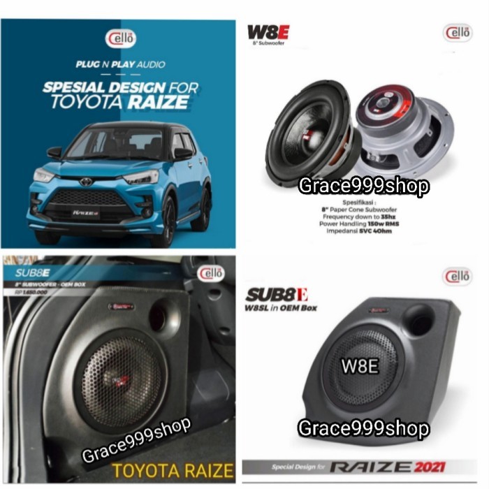 SUBWOOFER CELLO W8E PASIVE BOX PNP OEM TOYOTA RAIZE DAIHATSU ROCKY