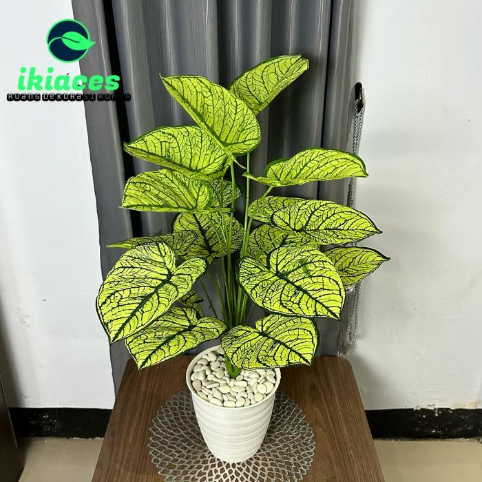 DAUN AGLONEMA PLASTIK BUNGA HIAS PLASTIK DAUN MONSTERA DEKOR POT BUNGA