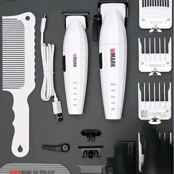 BERMUTU wmark ghost 8632 original wmark kit paket wmark paket barber wmark terbaru putih mesin cukur