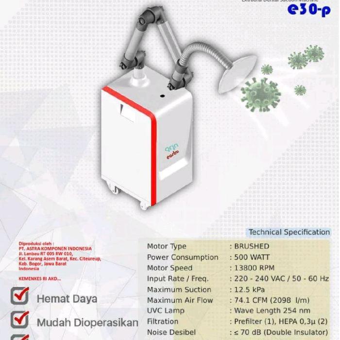 (ORIGINAL) ASTRA MESIN AEROSOL EOSTRA BY ASTRA TYPE E 30 DENTAL AEROSOL SUCTION MESIN DENGAN HPA