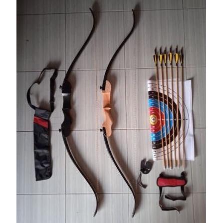 Set Busur Panah Dewasa Arrow Arow Bahan Kayu Mahoni Asli ORIGINAL
