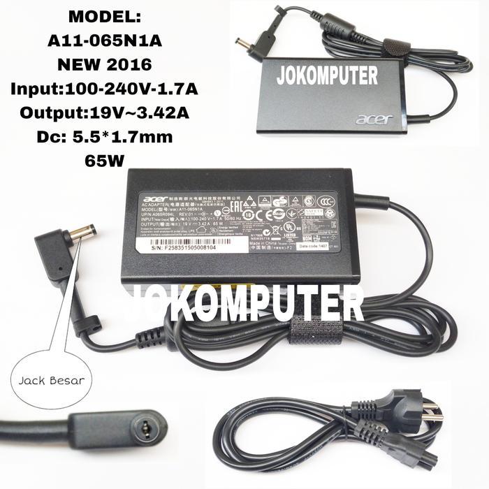 Ada Stok Adaptor Charger Acer TravelMate P2 P249-G2-M 19V 3.42A 5.5x1.7mm