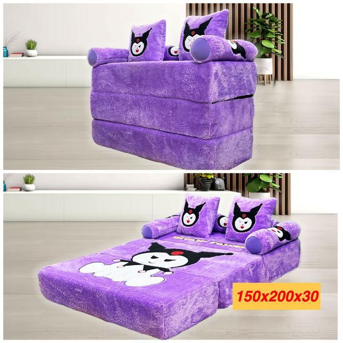 Sofabed Bulu Rasfur Lipat Tiga 150x200x30 / 180x200x30 / 200x200x30 Ukuran Jumbo - Kuromi, 150X200X3