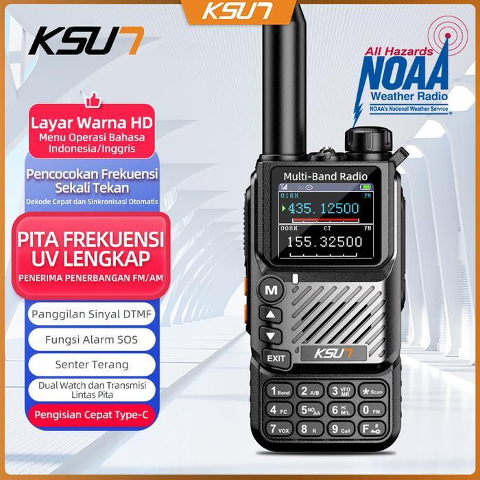 TERBARU KSUN Ht Abbree Full Band Airband 50-900MHZ Wireless Copy Frequency Walkie Talkie Ht 6 Band