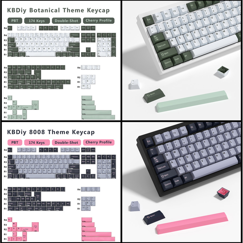 KBDiy GMK Keycap Double GMK Olivia Shoko Jamon WOB Red Samurai Botanical PBT Keycaps Cherry Profile