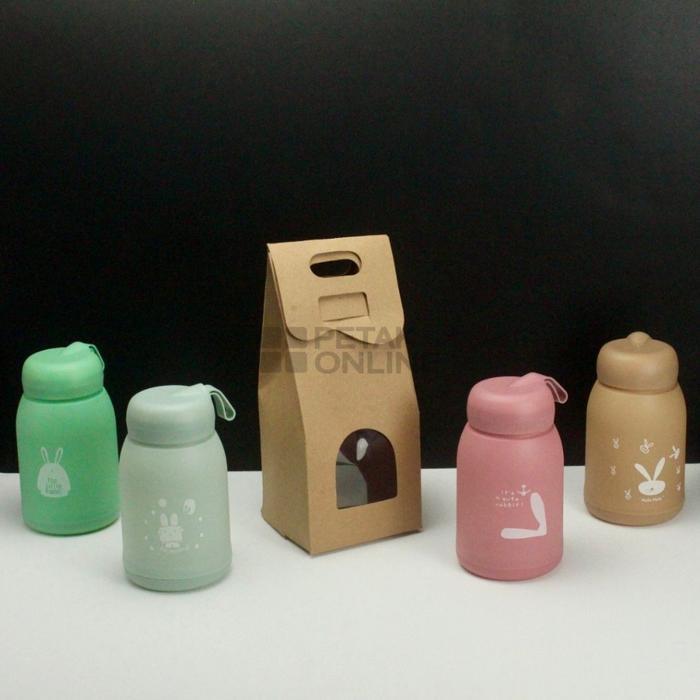 Botol/ Tumbler Rabbit Kemasan Box Rustic/ Kraft Polos