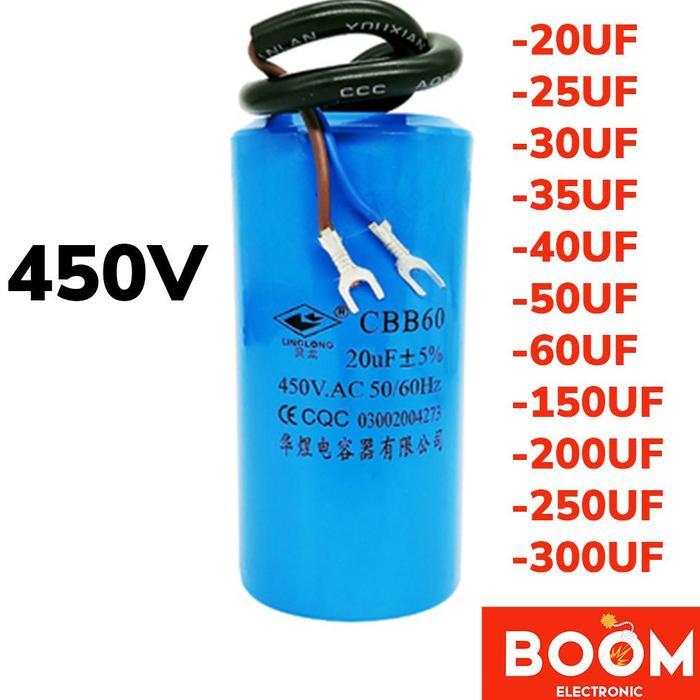Terlaris Capacitor CBB60 450V AC Motor Start 20UF-300UF (7210) - CBB60 20UF
