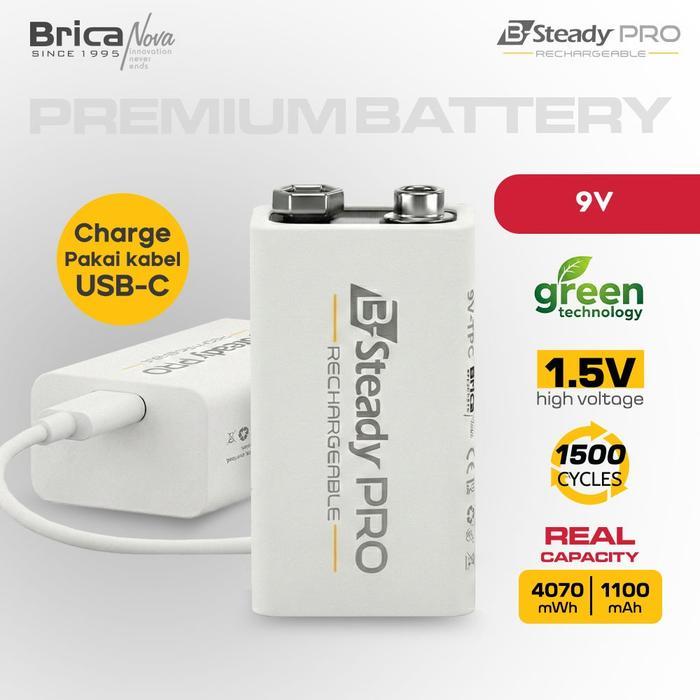 PROMO Brica B-Steady PRO 9V Li-Ion Rechargeable Battery - Premium Battery - Battery Rechargeable -