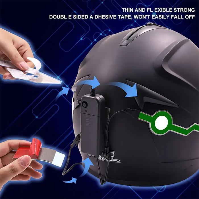 Sepasang Stiker Lampu Led Strip Helm Motor Safety Waterproof Warning Malam Helmet Lampu Led Sein