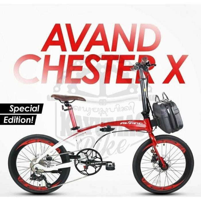 SEPEDA LIPAT 20 AVAND CHESTER X 10 SPEED FREE BAG - Black/Gold