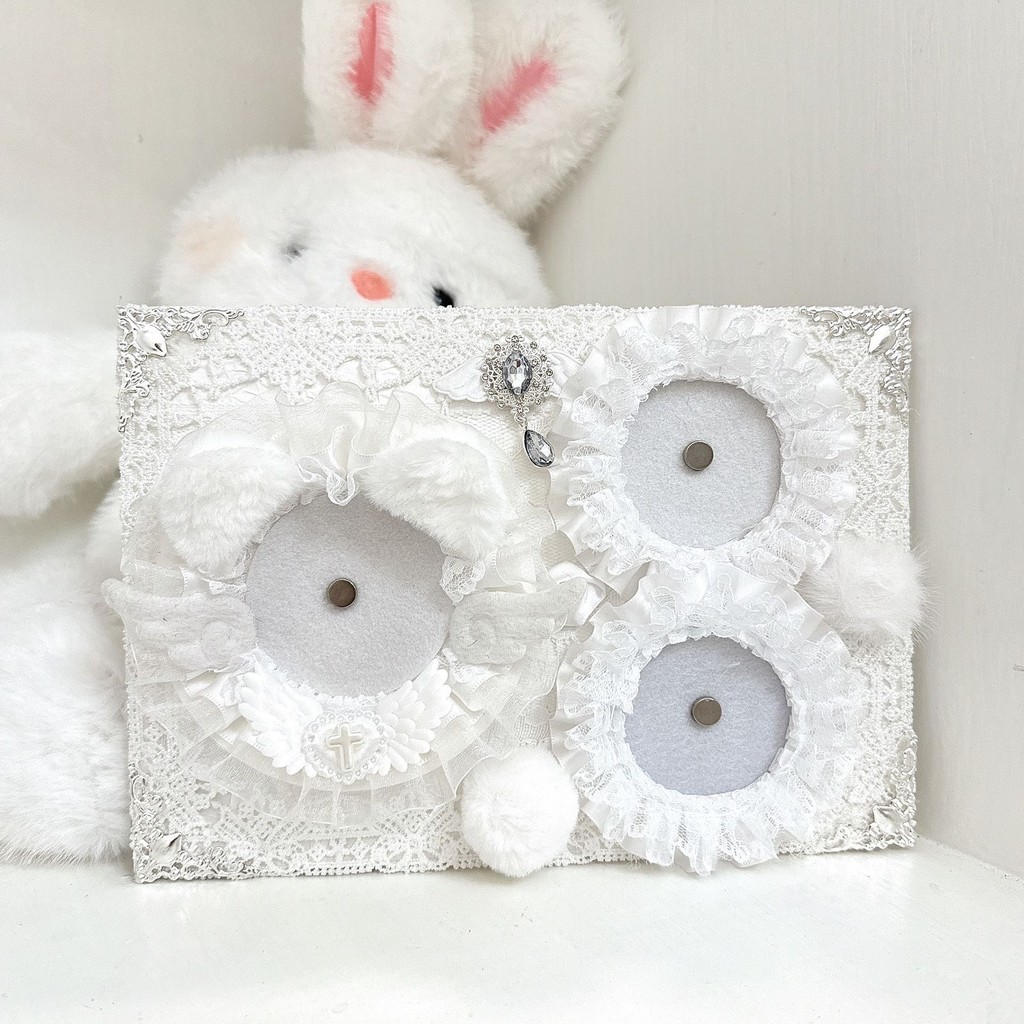 white itabag board insert lace bow ita bag decoration badge holder idol photo display card