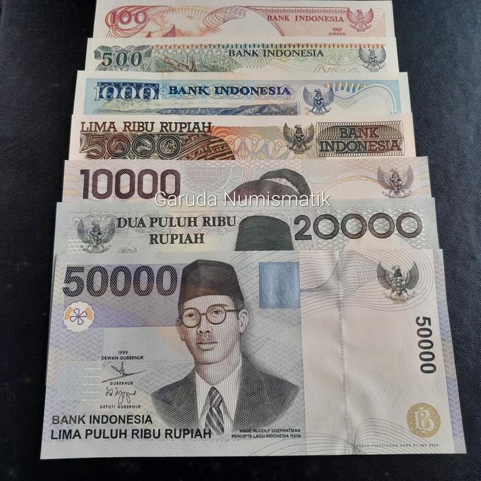 Promo Koleksi Paket 7 Lembar Uang Kuno Tahun 1990 An- Unc Aunc Baru Gress Original
