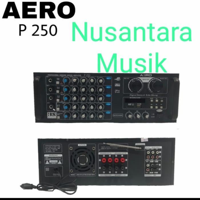 AERO P250 Power Mixer Amplifier Original dengan 4 Output Speaker & 4 Input Mikrofon Sensitivitas 10m