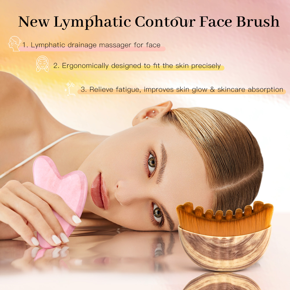 Gua Sha Tool Set Facial Massage Kit Lymphatic Drainage Face Brush Jawline Lifting Relaxation Contour