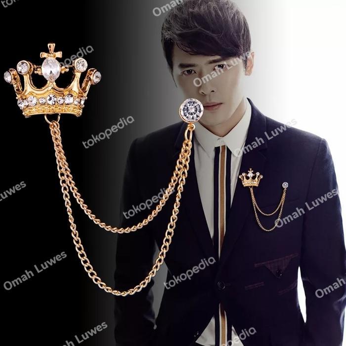 Lapel Pin Bros Jas Wedding Vintage Crown - Aksesoris Pin Jas Blazer
