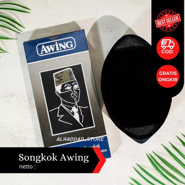 Songkok Awing Hitam Ac Tinggi 8 9 10 11 12 Original Bludru Halus Peci Muslim Kopiah Terlaris