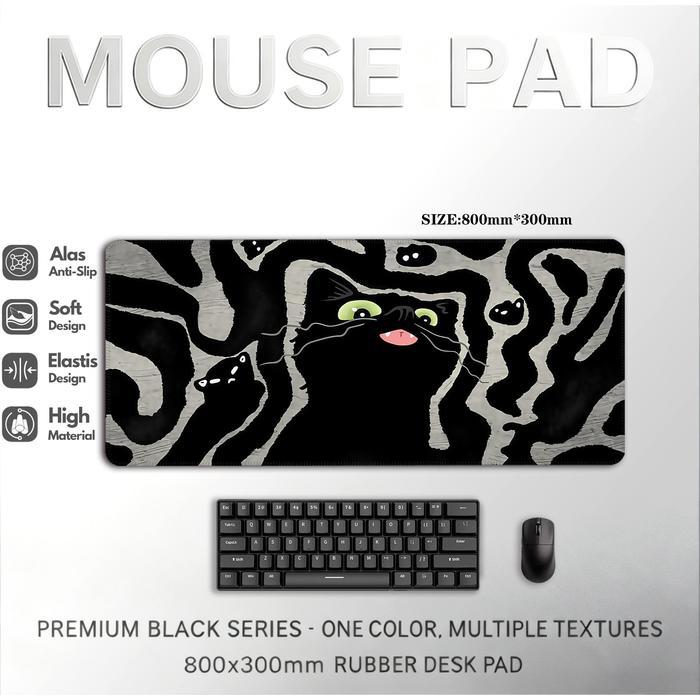 Mouse Pad Besar Anti-Slip Desk Mat Line Art Cat Anime E-Sports Gaming Mousepad Aesthetic Xl 80X30Cm