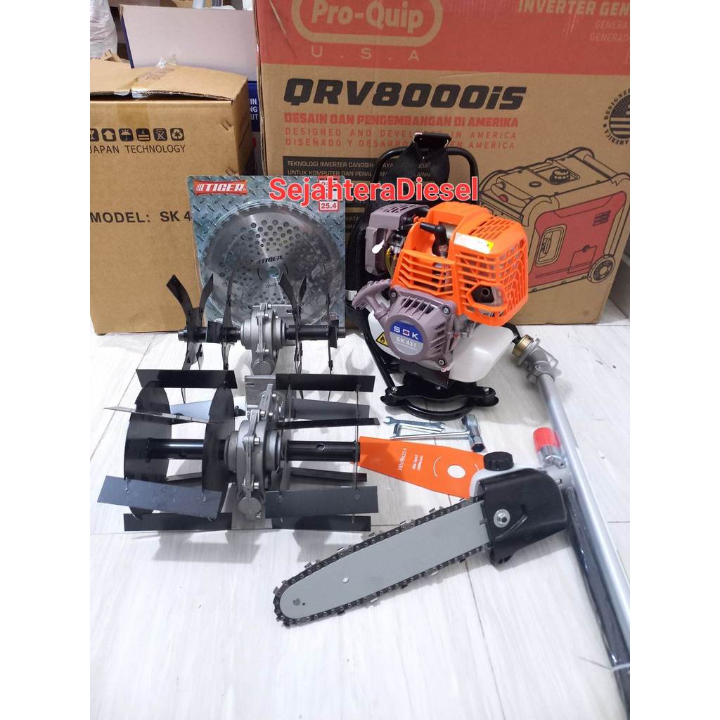 Mesin Potong Rumput 4Tak Multifungsi Chainsaw Bajak Sawah