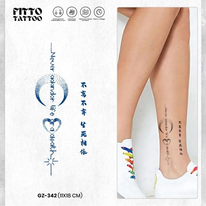 New Tato temporer premium semi permanen tattoo fruit ink tatto kaligrafi cina quotes leher Temporary