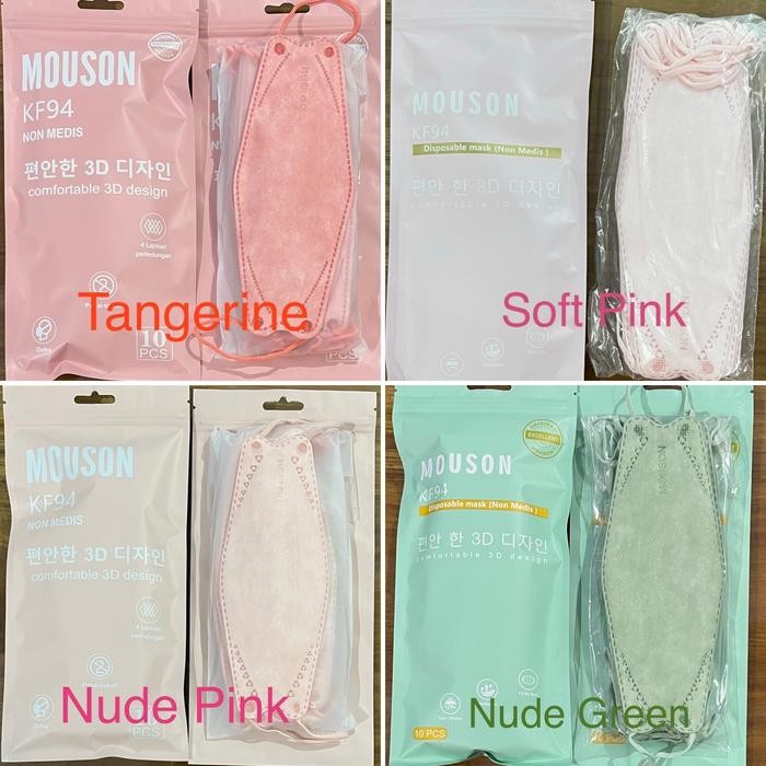 New Masker Mouson KF94 MOUSON Tali Senada 10 pcs Sachet Pax na