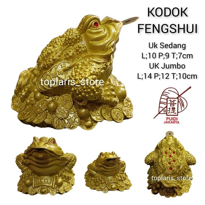 Ready Patung Kodok Rejeki Hoki Fengshui Gigit Koin Cina Emas