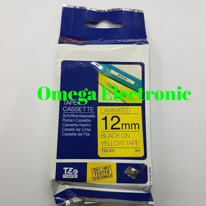 Ready Brother Label Tape TZE-631 12mm Black On Yellow TZE 631 Label Print
