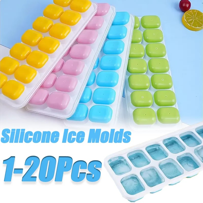 14 Grid Ice Cube Tray Silicone Mold Square Ice Cube Tray Mold Ice Cube Maker Non-toxic Durable Bar