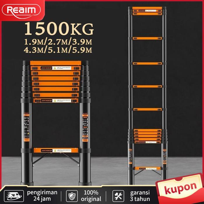 REAIM Tangga Lipat Alumunium Tangga Teleskopik Multifungsi 1.9M-5.9M Tangga Lipat Teleskopik Tangga