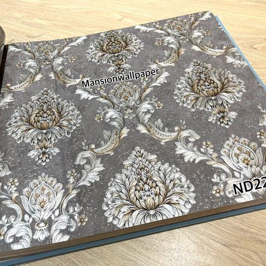 Wallpaper Dinding Klasik Batik Abu Silver Hitam Cream