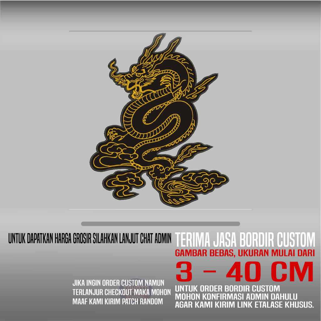 NAGA HITAM KUNING PATCH BORDIR LOGO/EMBLEM | HP-73