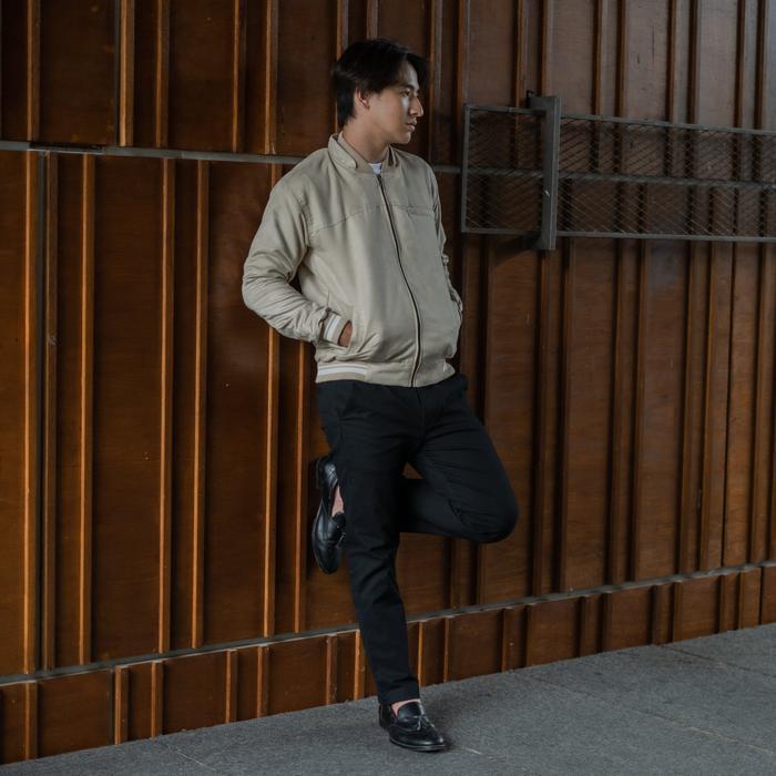 BAPIN Jaket Suede Prime Pria Casual Cream