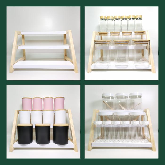 Tama Living Rak Kayu Jar Bumbu Dapur Aesthetic Rak Bumbu Dapur Estetik Rak Kayu Susun Tatakan