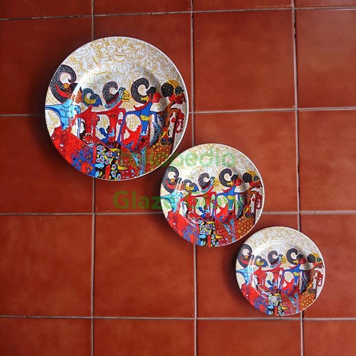 Ready Set/ Paketan Piring Keramik Hiasan Pajangan Dinding Motif Wayang