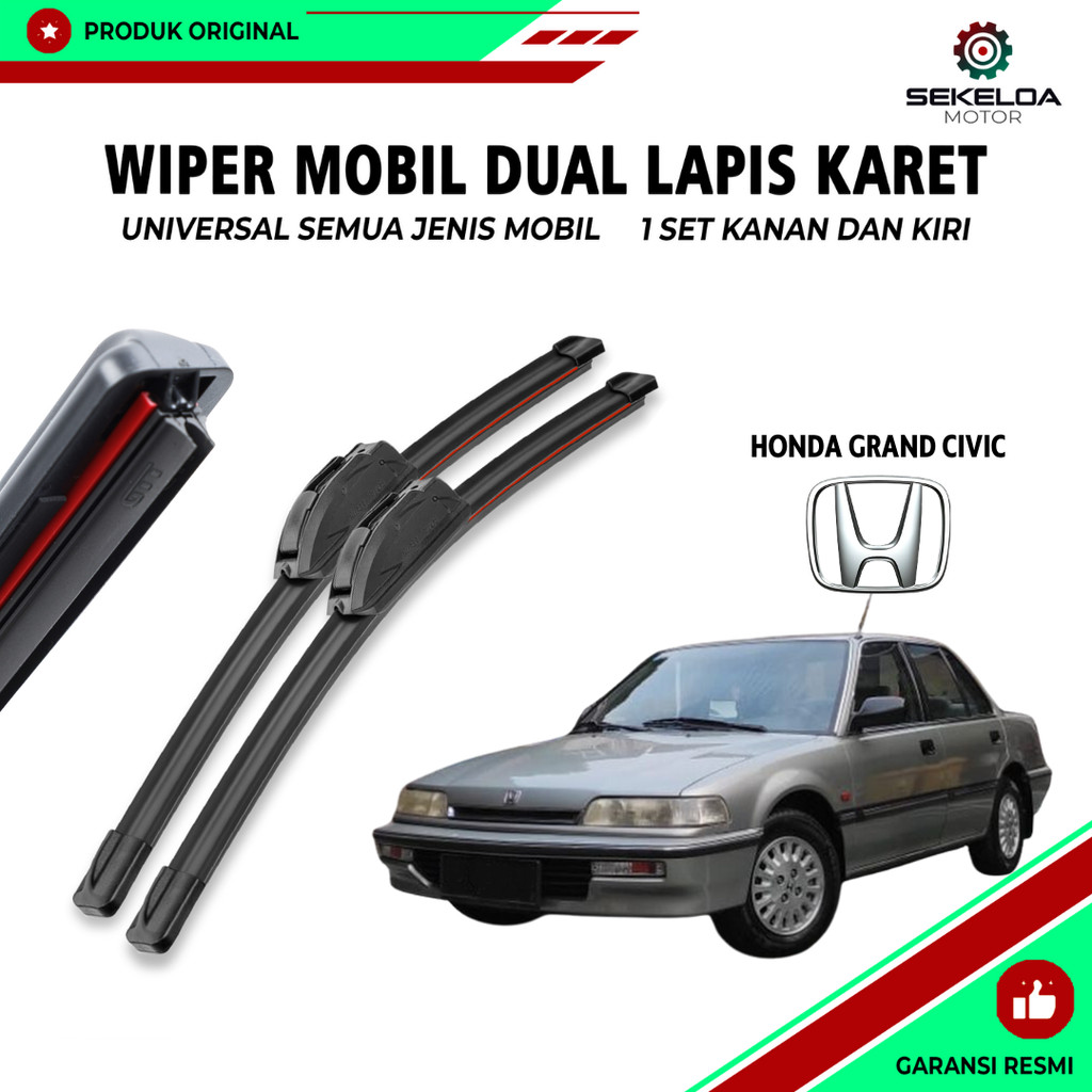 Wiper Blade Honda Grand Civic Double Karet Pembersih Kaca Depan Mobil 1 Set Kiri dan Kanan