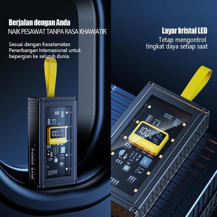 jwvb- Transparan Powerbank 30000Mah Mini Powerbank Mekanika Pengisian Cepat Super Fast
