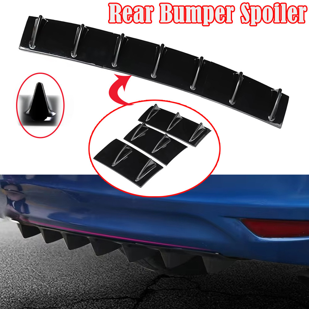 Glossy Black Rear Bumper Spoiler Diffuser 3Pcs 7-Fin Lower Body Kit Ification For E39 E60 E46 E90