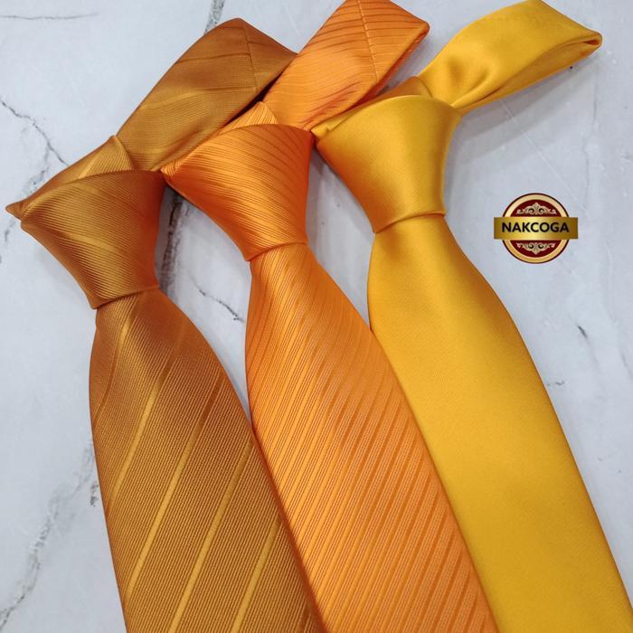 dasi orange BNI polos dasi kantor pria dasi pesta wedding long tie
