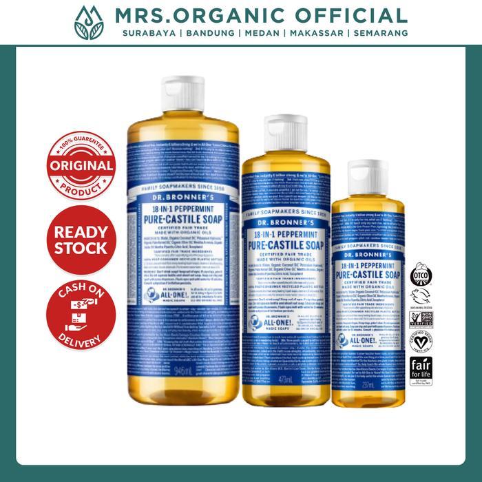 i5xp- Sabun Mandi Cair Peppermint Pure Castile Liquid Soap Dr. Bronner'S