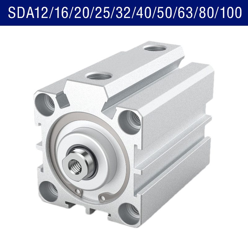 Compact Thin Air Cylinder SDA16 20 25 32 40 50 63 80 100mm Bore 5-100mm Stroke Double Action