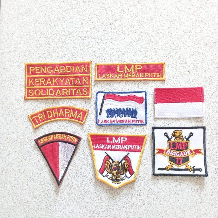 Atribut bordir LMP Laskar Merah Putih Lengkap, patch logo bordir LMP Souvenir