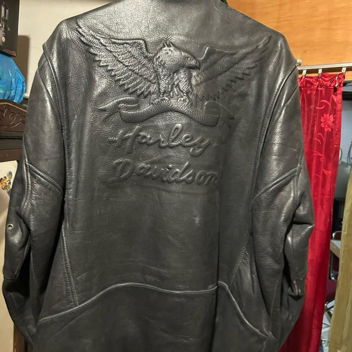 Harley Davidson Jaket Pria Original USA Kulit Asli dengan Logo Harley Davidson dan Desain Klasik